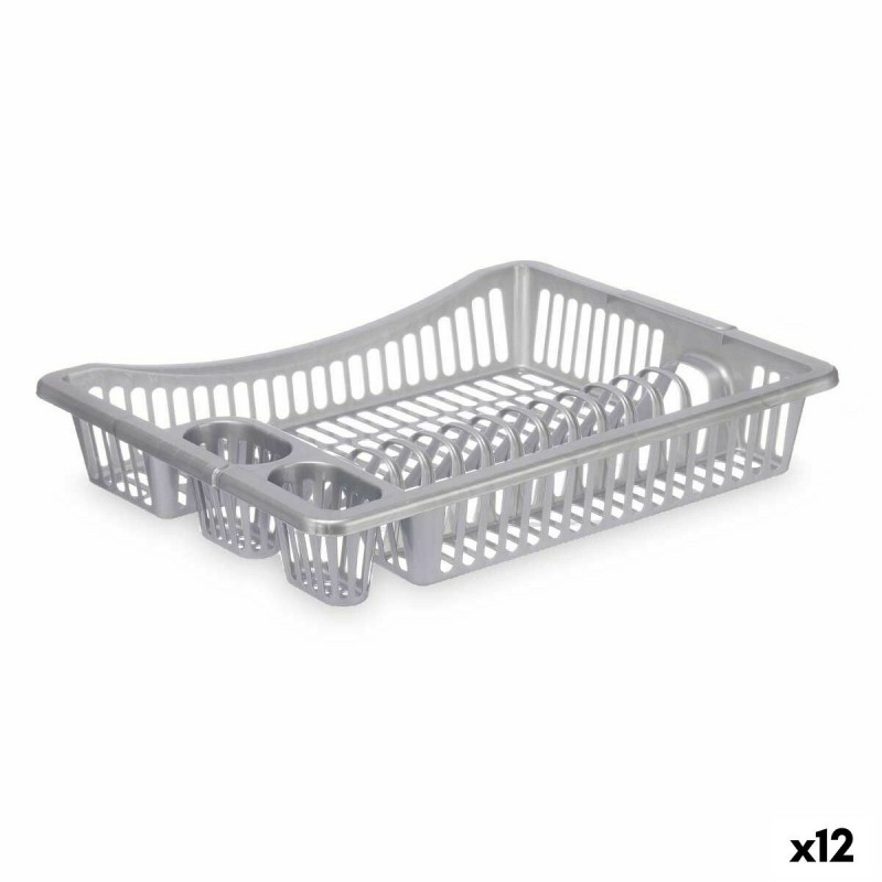 Scolapiatti da Lavandino Kinvara YMA04 1095 01 Argentato 46 x 8 x 36 cm (12 Unità)