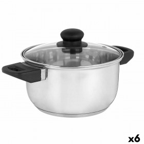 Casseruola con coperchio in vetro Kinvara 16689B1 Argentato 2,5 L 31 x 10,5 x 20 cm (6 Unità)
