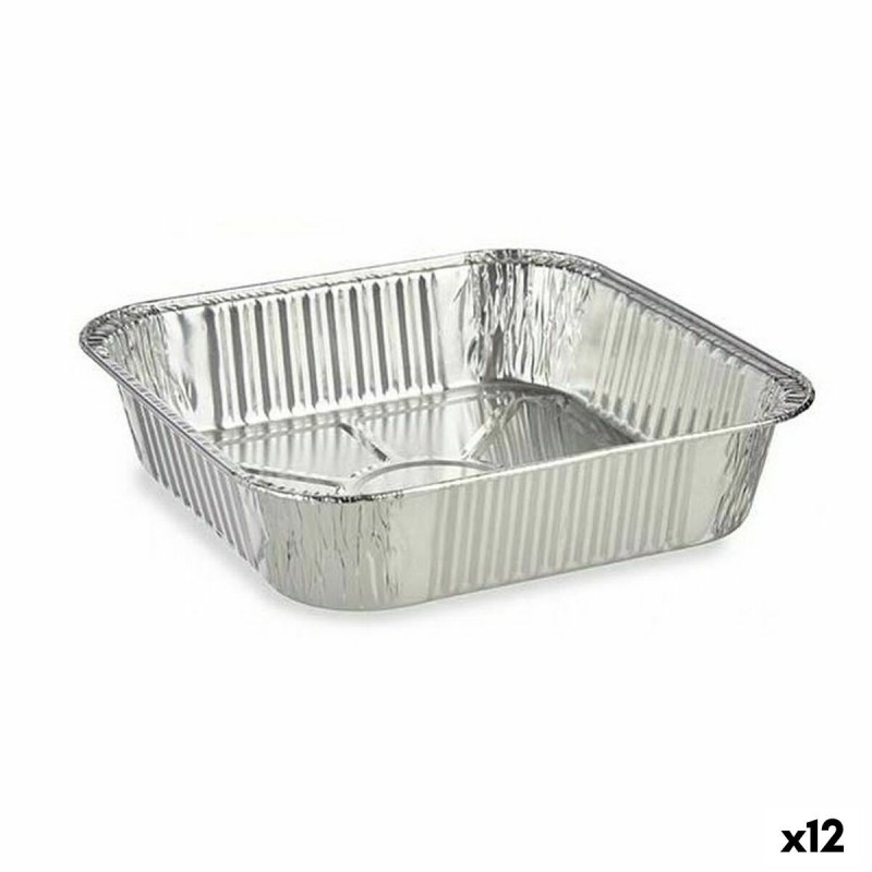 Set di Teglie da Cucina Kinvara 23241 Alluminio Quadrato 20,5 x 6,5 x 20,5 cm Monouso (12 Unità)