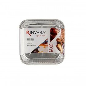 Set di Teglie da Cucina Kinvara 23241 Alluminio Quadrato 20,5 x 6,5 x 20,5 cm Monouso (12 Unità)