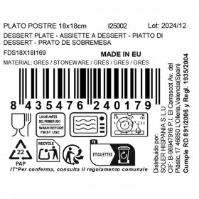 Piatto da Dolce La Mediterránea Electra Porcellana 18 x 18 x 2 cm (12 Unità)