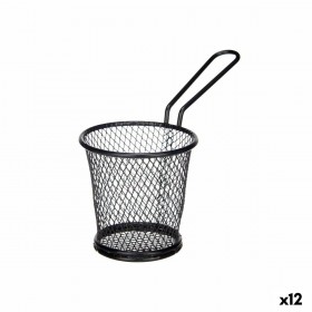 Cestino per Servire Aperitivi Kinvara W8088S-BLACK Nero Metallo 16 x 11,5 x 8 cm (12 Unità)