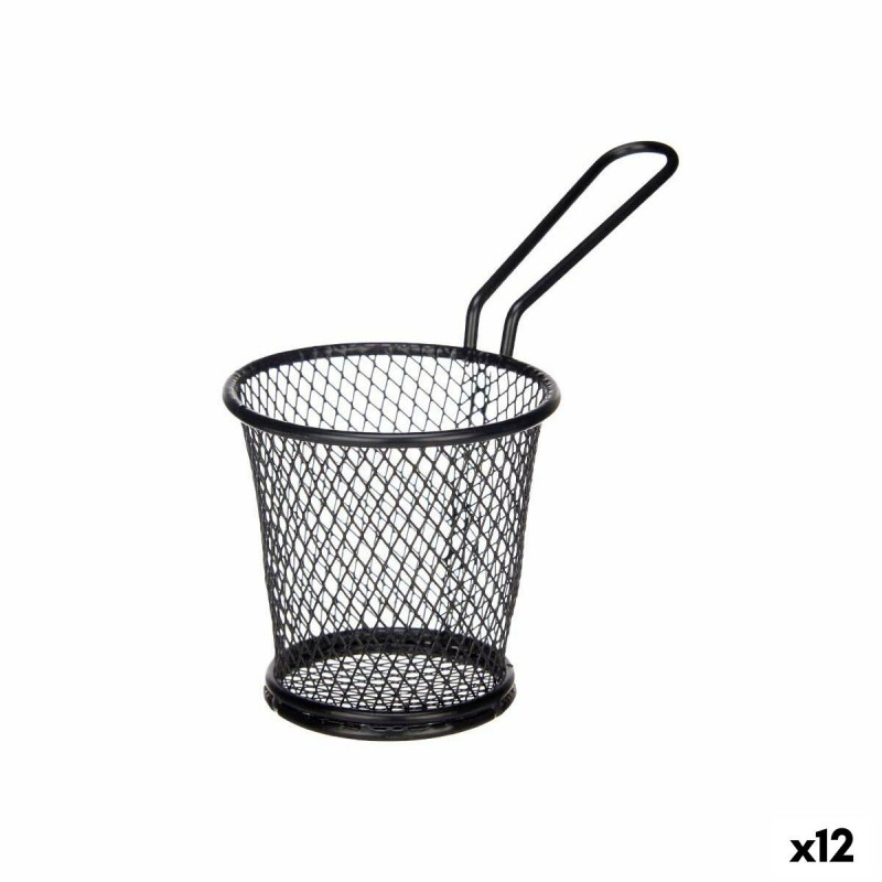 Cestino per Servire Aperitivi Kinvara W8088S-BLACK Nero Metallo 16 x 11,5 x 8 cm (12 Unità)