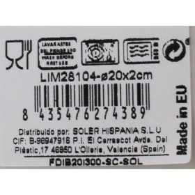 Piatto per Dolce La Mediterránea Iberica Limoi 20 x 20 x 2 cm (12 Unità)