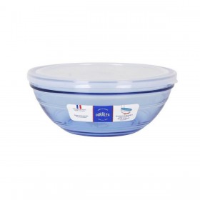 Porta Pranzo Rotondo con Coperchio Duralex   Cristallo Azzurro Ø 20,5 cm (4 Unità)