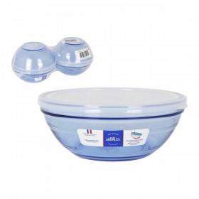 Porta Pranzo Rotondo con Coperchio Duralex   Cristallo Azzurro Ø 20,5 cm (4 Unità)