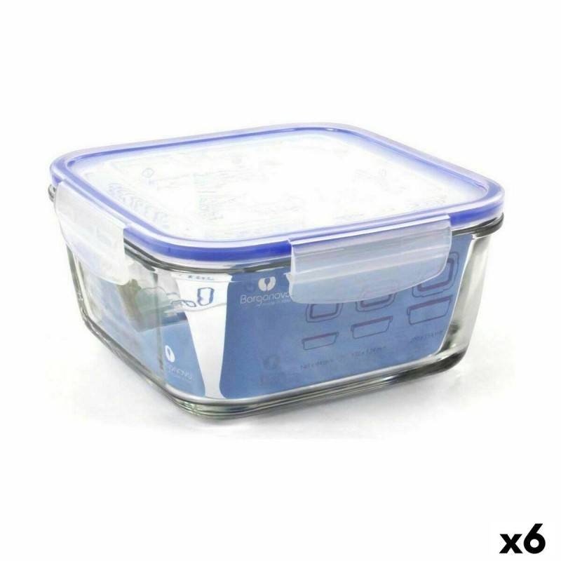 Porta pranzo Ermetico Borgonovo Superblock Quadrato 18 x 18 x 8,5 cm (6 Unità)