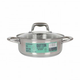 Casseruola con coperchio in vetro Quttin Caesar Acciaio ø 22 x 8 cm (6 Unità)