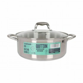 Casseruola con coperchio in vetro Quttin Caesar Acciaio Ø 28 x 11 cm (4 Unità)
