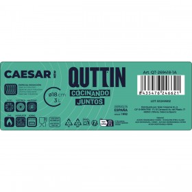 Pentola con Coperchio di Vetro Quttin Caesar Acciaio ø 18 x 12,5 cm (6 Unità)
