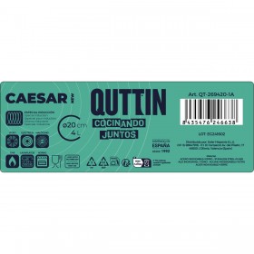 Pentola con Coperchio di Vetro Quttin Caesar Acciaio ø 20 x 13,5 cm (6 Unità)