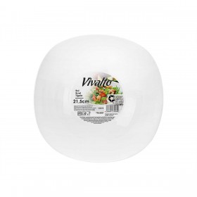 Ciotola Vivalto LFW-90 Bianco Vetro opalino Quadrato 21,5 x 7 x 21,5 cm (24 Unità)