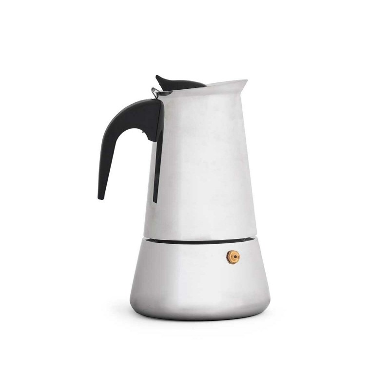 Caffettiera Italiana Kinvara S12AA-4T Nero Argentato Acciaio 4 Tazze