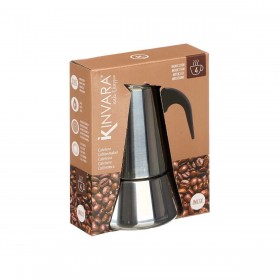Caffettiera Italiana Kinvara S12AA-4T Nero Argentato Acciaio 4 Tazze