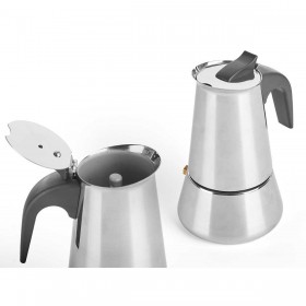 Caffettiera Italiana Kinvara S12AA-4T Nero Argentato Acciaio 4 Tazze