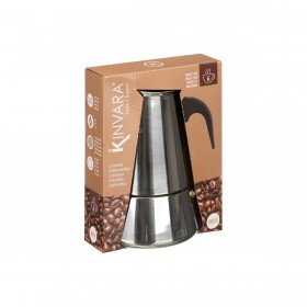 Caffettiera Italiana Kinvara S12AA-6T Nero Argentato Acciaio 6 Tazze