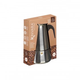Caffettiera Italiana Kinvara S12AA-9T Nero Argentato Acciaio 9 Tazze