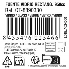 Pirofila da Forno Quttin   Vetro Rettangolare 950 ml 22,8 x 14,9 x 4,5 cm (6 Unità)