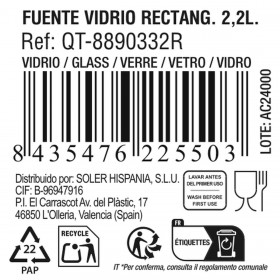 Vassoio da Forno Quttin 65810 2,2 l Vetro Rettangolare 32,5 x 20,2 x 5,2 cm (7 Unità)
