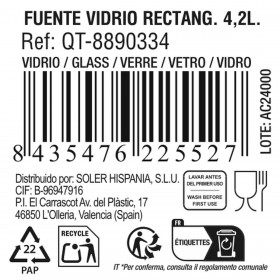 Pirofila da Forno Quttin   Trasparente Vetro Rettangolare 4,2 L 38,8 x 23,9 x 6,6 cm (6 Unità)