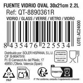 Pirofila da Forno Quttin   Trasparente Vetro Ovale 2,2 L 30,1 x 20,9 x 6,3 cm (4 Unità)