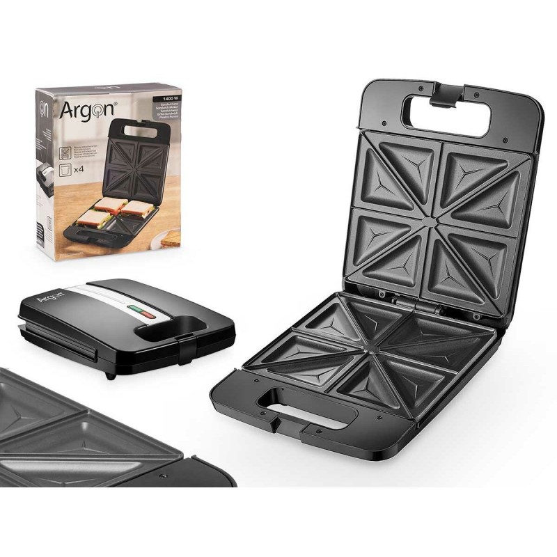 Piastra Grill Elettrica Argon K-718-2 Nero Acciaio 1400 W