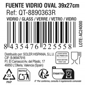 Pirofila da Forno Quttin   Trasparente Vetro Ovale 4,5 L 39,6 x 27,35 x 6,6 (4 Unità)