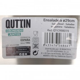 Insalatiera Quttin   Nero Argentato 29 x 12 cm Acciaio (4 Unità)