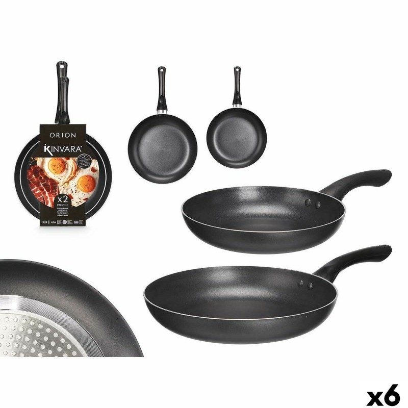 Set di padelle Kinvara 3 Nero Alluminio Bachelite 22,5 X 4,3 cm 26,4 x 4,7 cm (6 Unità)