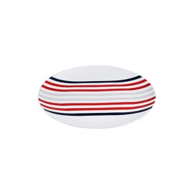 Set di Stoviglie Beverly Hills Polo Club Azzurro Rosso Porcellana Righe 12 Pezzi