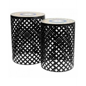 Supporto per Vaso Alexandra House Living Nero Ferro Piastrella 38 x 50 x 38 cm 2 Pezzi