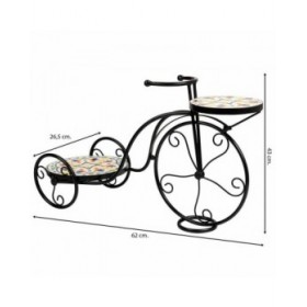 Supporto per Vaso Alexandra House Living Nero Ferro Piastrella Bicicletta 26 x 43 x 67 cm