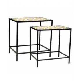 Supporto per Vaso Alexandra House Living Nero Ferro Piastrella 37 x 51 x 50 cm 2 Pezzi