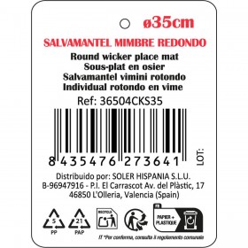 Sottopentola Privilege Korne Marrone vimini Ø 35 cm (16 Unità)