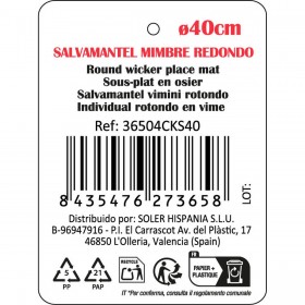 Sottopentola Privilege Korne Rotondo vimini Ø 40 cm (12 Unità)