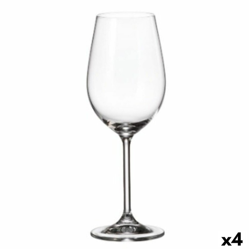 Set di calici da vino Bohemia Crystal Clara Bianco 350 ml 6 Pezzi (6 Unità) (4 Unità)
