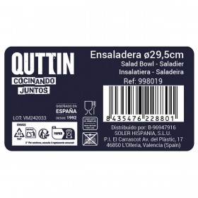 Insalatiera Quttin   Argentato Ø 29,5 cm Acciaio (6 Unità)