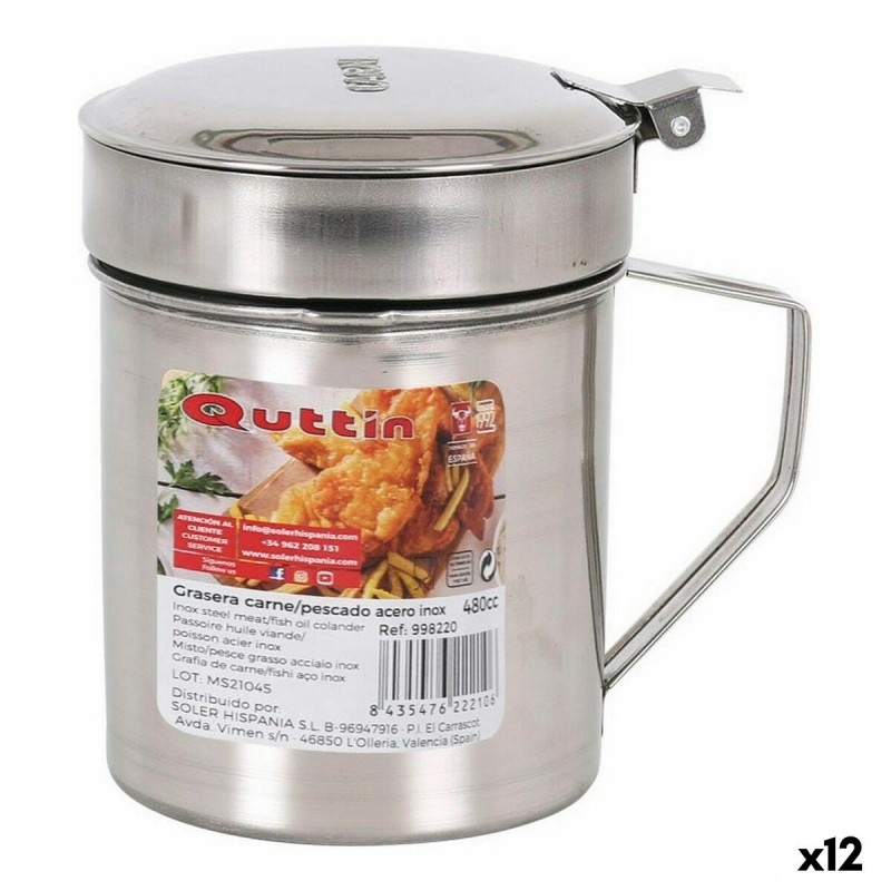 Raccogli Grasso per Carne e Pesce Quttin 52833 13 x 9,5 x 12 cm Acciaio inossidabile (12 Unità)