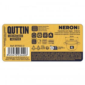 Casseruola con coperchio Quttin New neron Acciaio 4 L Ø 22 cm 30 x 22 x 12 cm (4 Unità)
