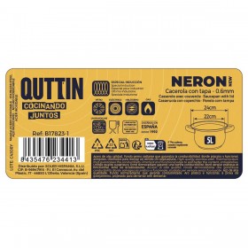 Casseruola con coperchio in vetro Quttin New Neron Acciaio 32 x 23,5 x 12,8 cm (6 Unità)