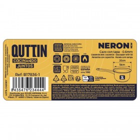 Casseruola con Coperchio Quttin New Neron Acciaio 35 x 19,5 x 10,5 cm (8 Unità)