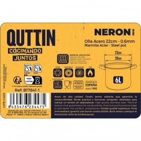 Pentola con Coperchio di Vetro Quttin New Neron Acciaio 21,5 x 16,9 cm (4 Unità)
