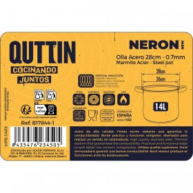 Pentola con Coperchio di Vetro Quttin New Neron Acciaio 27,3 x 23 cm (4 Unità)