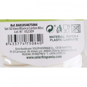 Set di Bicchieri Algon Cartone Monouso Bianco 36 Unità 80 ml (50 Pezzi)