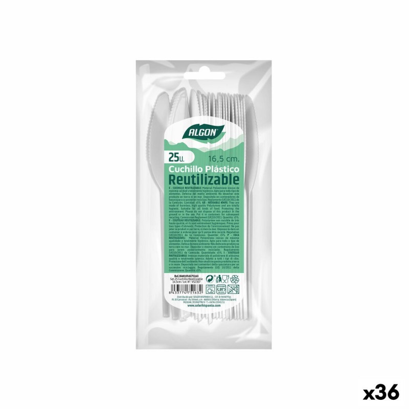 Set di Coltelli Algon Riutilizzabile Bianco 36 Unità 16,5 cm