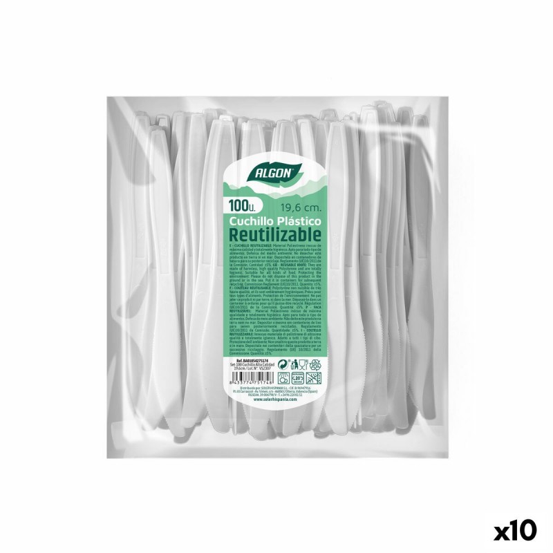 Set di Coltelli Algon Riutilizzabile Bianco 10 Unità 19,6 cm