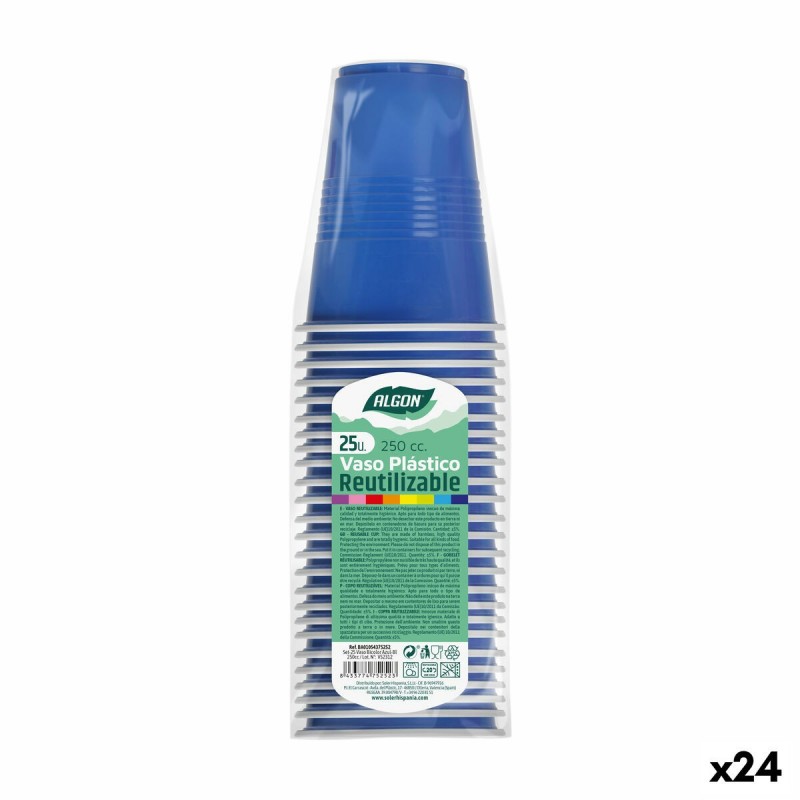 Set di bicchieri riutilizzabili Algon Azzurro 24 Unità 250 ml (25 Pezzi)