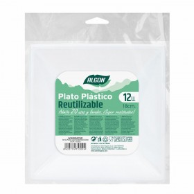Set di piatti riutilizzabili Algon Quadrato Bianco Plastica 18 x 18 x 4 cm (24 Unità)