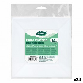 Set di piatti riutilizzabili Algon Quadrato Bianco Plastica 23 x 23 x 2 cm (24 Unità)