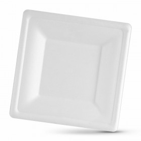 Set di piatti Algon Monouso Bianco Canna da Zucchero Quadrato 26 cm (8 Unità)